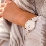 Emporio Armani Giannti T Bar Quartz Mother of Pearl Dial White Steel Strap Watch For Women - AR1485 Buy Now By Emporio Armani