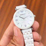 Emporio Armani Giannti T Bar Quartz Mother of Pearl Dial White Steel Strap Watch For Women - AR1485 Buy Now By Emporio Armani