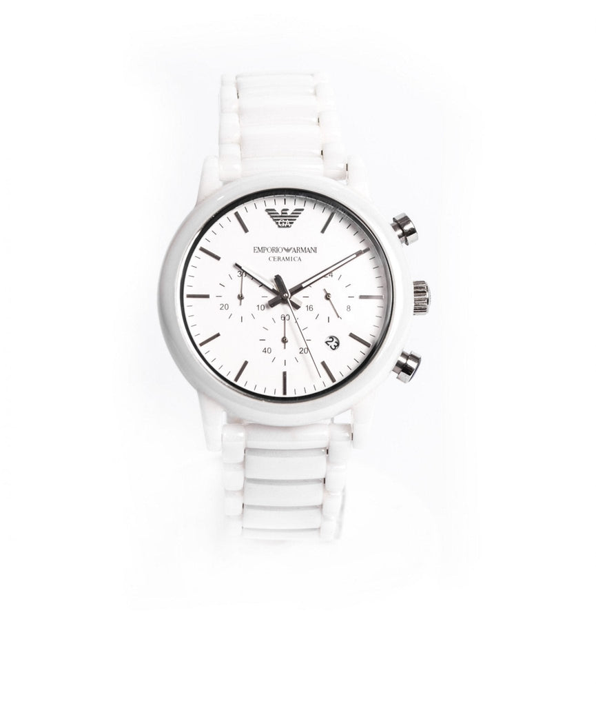 Emporio Armani Luigi Chronograph Ceramic White Dial White Ceramic Strap Watch For Men - AR1499 Buy Now By Emporio Armani