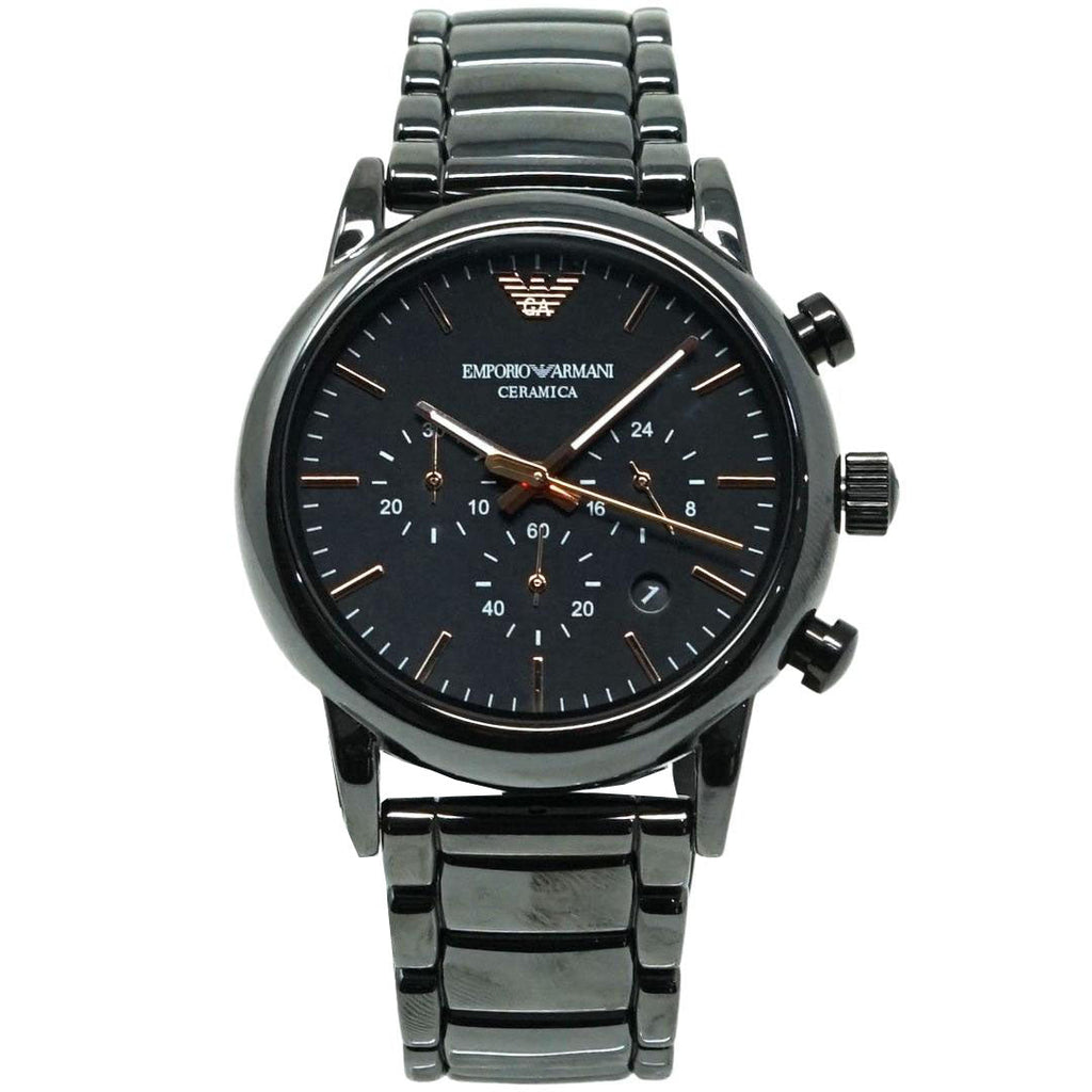 Emporio Armani Luigi Ceramic Chronograph Black Dial Black Strap Watch For Men - AR1509 Buy Now By Emporio Armani