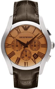 Emporio Armani Valente Chronograph Amber Dial Brown Leather Strap Watch For Men - AR1634 Buy Now By Emporio Armani