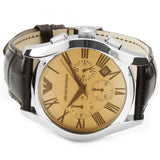 Emporio Armani Valente Chronograph Amber Dial Brown Leather Strap Watch For Men - AR1634 Buy Now By Emporio Armani