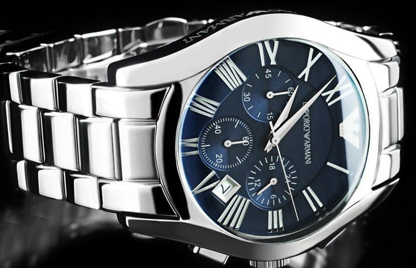 Emporio Armani Classic Blue Dial Silver Steel Strap Watch For Men - AR1635 Buy Now By Emporio Armani