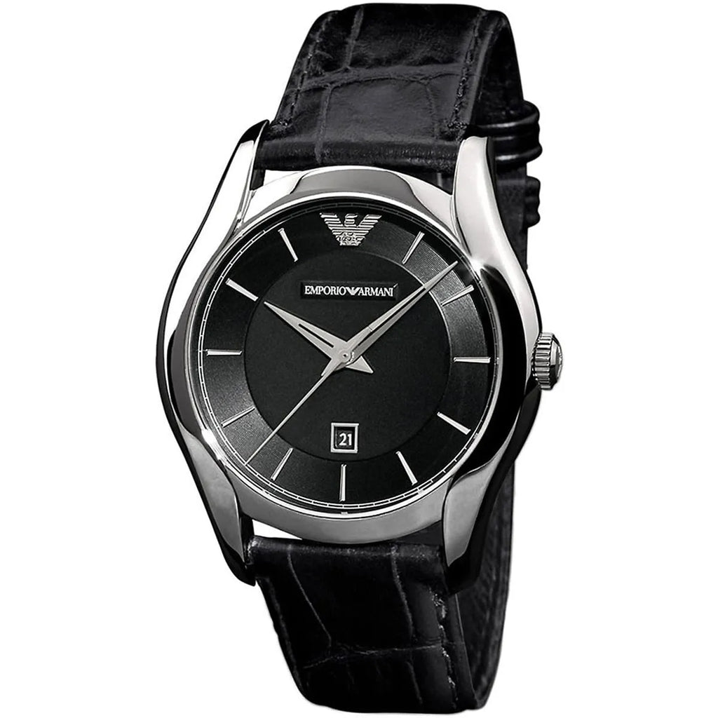 Emporio Armani Valente Black Dial Black Leather Strap Watch For Men - AR0643 Buy Now By Emporio Armani
