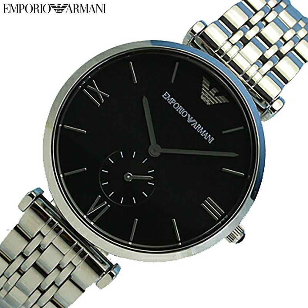 Emporio Armani Retro Black Dial Silver Steel Strap Watch For Men - AR1676 Buy Now By Emporio Armani