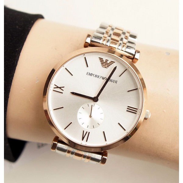 Emporio Armani Retro Silver Dial Two Tone Steel Strap Watch For Men - AR1677 Buy Now By Emporio Armani