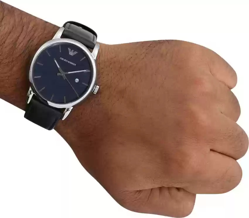 Emporio Armani Classic Quartz Blue Dial Black Leather Strap Watch For Men - AR1731 Buy Now By Emporio Armani