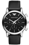 Emporio Armani Classic Chronograph Black Dial Black Leather Strap Watch For Men - AR1733 Buy Now By Emporio Armani