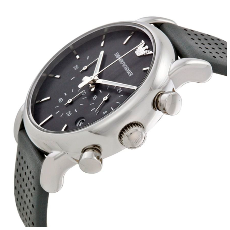 Emporio Armani Luigi Chronograph Quartz Grey Dial Grey Leather Strap Watch For Men - AR1735 Buy Now By Emporio Armani