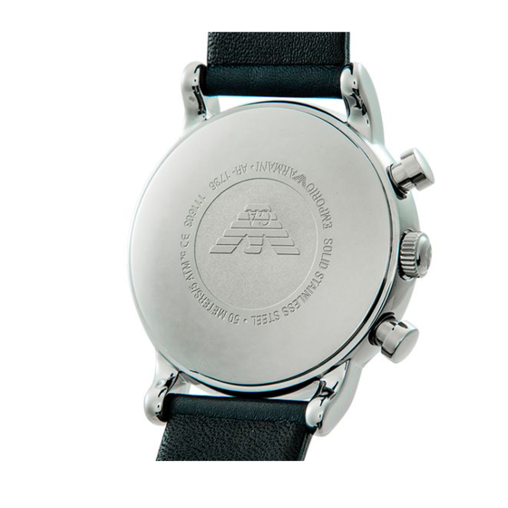 Emporio Armani Luigi Chronograph Blue Dial Black Leather Strap Watch For Men - AR1736 Buy Now By Emporio Armani