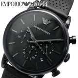 Emporio Armani Luigi Chronograph Black Dial Black Leather Strap Watch For Men - AR1737 Buy Now By Emporio Armani
