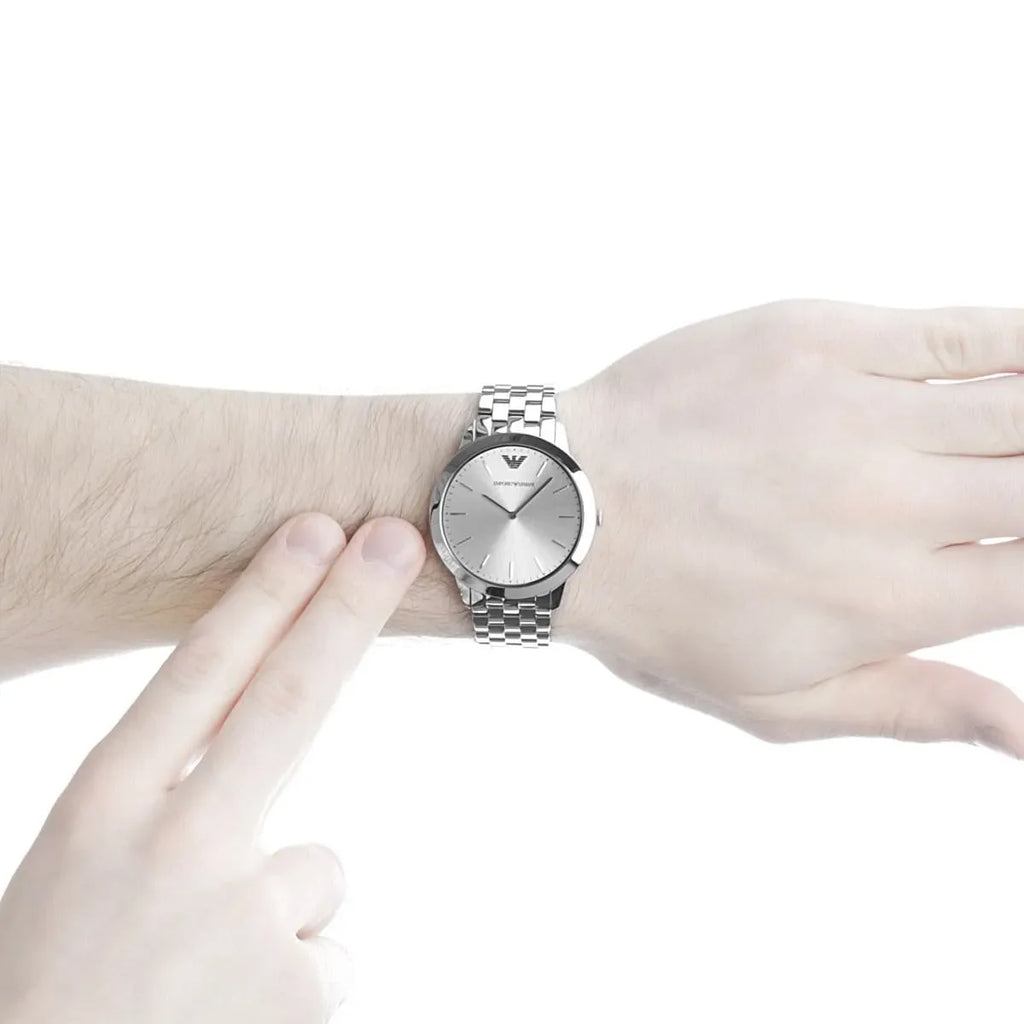 Emporio Armani Classic Quartz Silver Dial Silver Steel Strap Watch For Men - AR1745 Buy Now By Emporio Armani