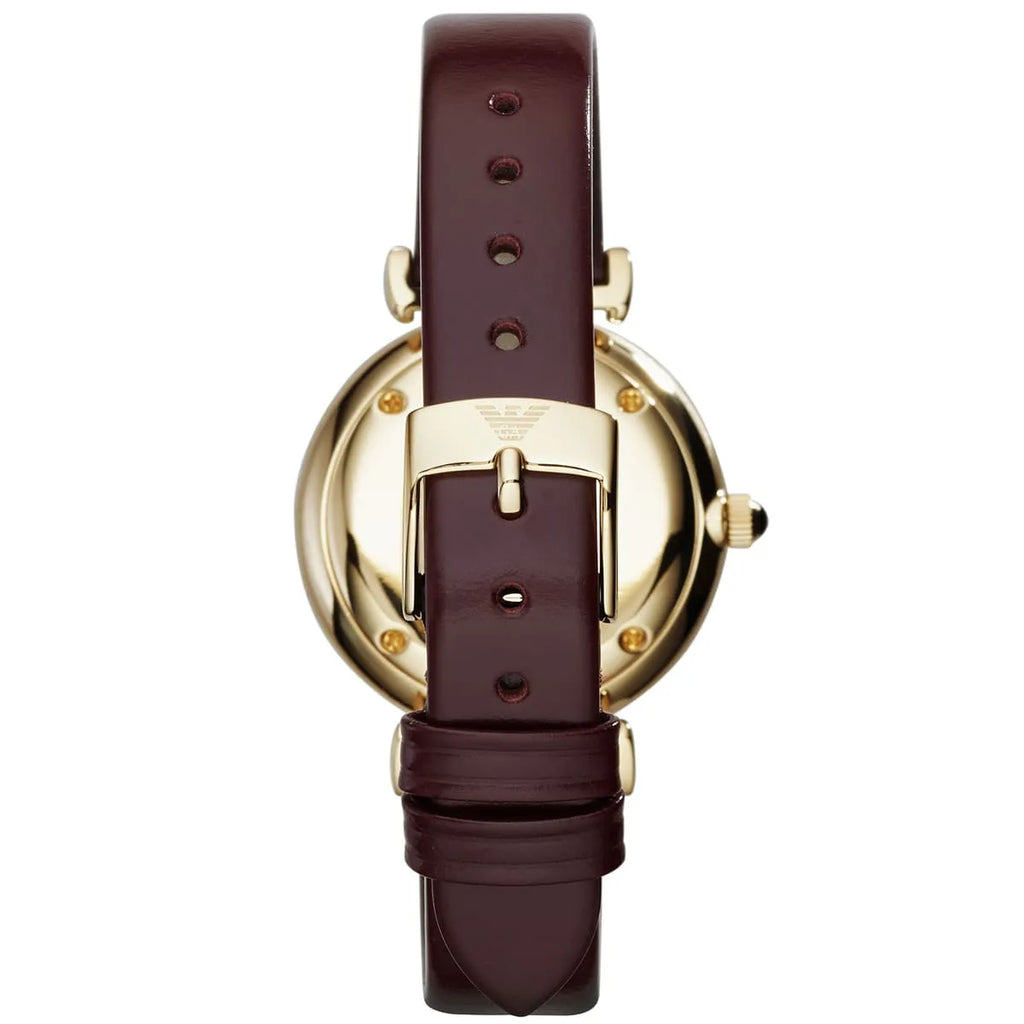 Emporio Armani Gianni T Bar Burgundy Dial Burgundy Leather Strap Watch For Women - AR1758 Buy Now By Emporio Armani