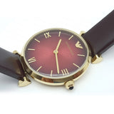Emporio Armani Gianni T Bar Burgundy Dial Burgundy Leather Strap Watch For Women - AR1757 Buy Now By Emporio Armani