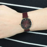 Emporio Armani Gianni T Bar Burgundy Dial Burgundy Leather Strap Watch For Women - AR1757 Buy Now By Emporio Armani