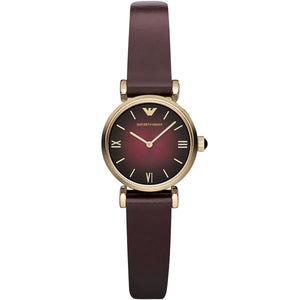 Emporio Armani Gianni T Bar Burgundy Dial Burgundy Leather Strap Watch For Women - AR1758 Buy Now By Emporio Armani