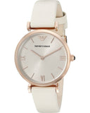 Emporio Armani Gianni T Bar Light Brown Dial White Leather Strap Watch For Women - AR1769 Buy Now By Emporio Armani