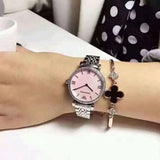 Emporio Armani Classic Gianni T Bar Crystals Pink Dial Silver Steel Strap Watch For Women - AR1781 Buy Now By Emporio Armani