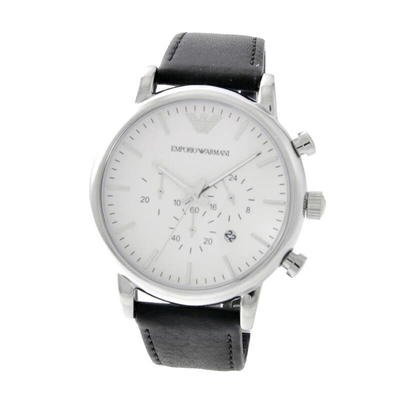 Emporio Armani Classic Quartz Chronograph White Dial Black Leather Strap Watch For Men - AR1807 Buy Now By Emporio Armani