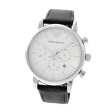 Emporio Armani Classic Quartz Chronograph White Dial Black Leather Strap Watch For Men - AR1807 Buy Now By Emporio Armani