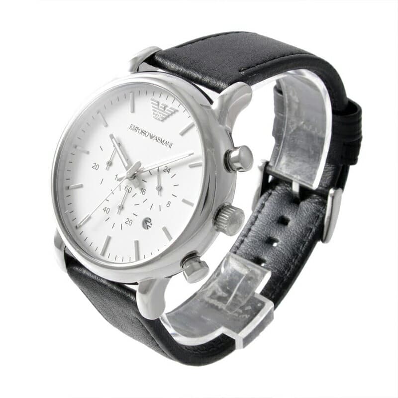 Emporio Armani Classic Quartz Chronograph White Dial Black Leather Strap Watch For Men - AR1807 Buy Now By Emporio Armani