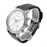 Emporio Armani Classic Quartz Chronograph White Dial Black Leather Strap Watch For Men - AR1807 Buy Now By Emporio Armani