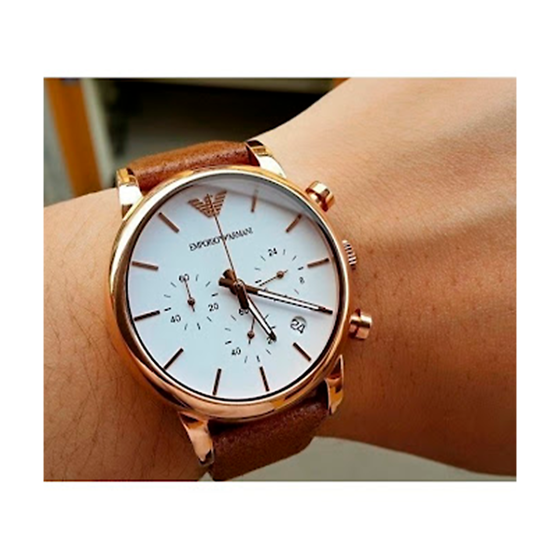 Emporio Armani Classic Chronograph White Dial Brown Leather Strap Watch For Men - AR1809 Buy Now By Emporio Armani