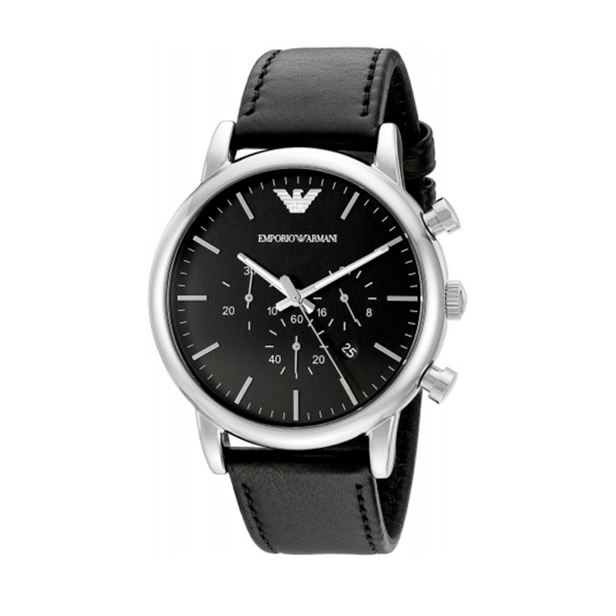 Emporio Armani Luigi Chronograph Black Dial Black Leather Watch For Men - AR1828 Buy Now By Emporio Armani