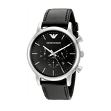 Emporio Armani Luigi Chronograph Black Dial Black Leather Watch For Men - AR1828 Buy Now By Emporio Armani
