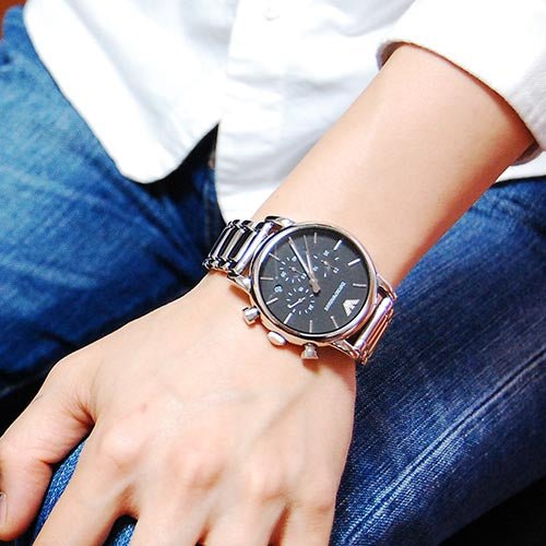 Emporio Armani Chronograph Black Dial Silver Steel Strap Watch For Men - AR1853 Buy Now By Emporio Armani