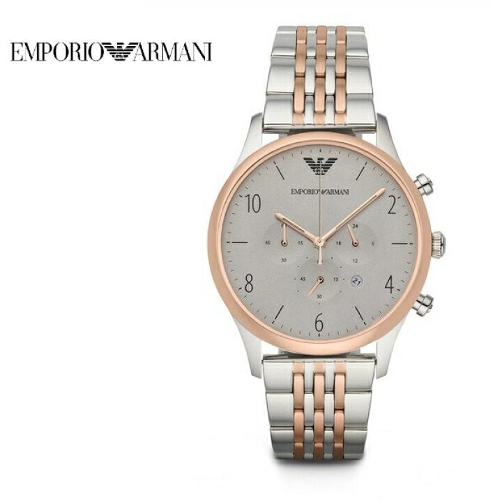 Emporio Armani Beta Chronograph Grey Dial Two Tone Steel Strap Watch For Men - AR1864 Buy Now By Emporio Armani