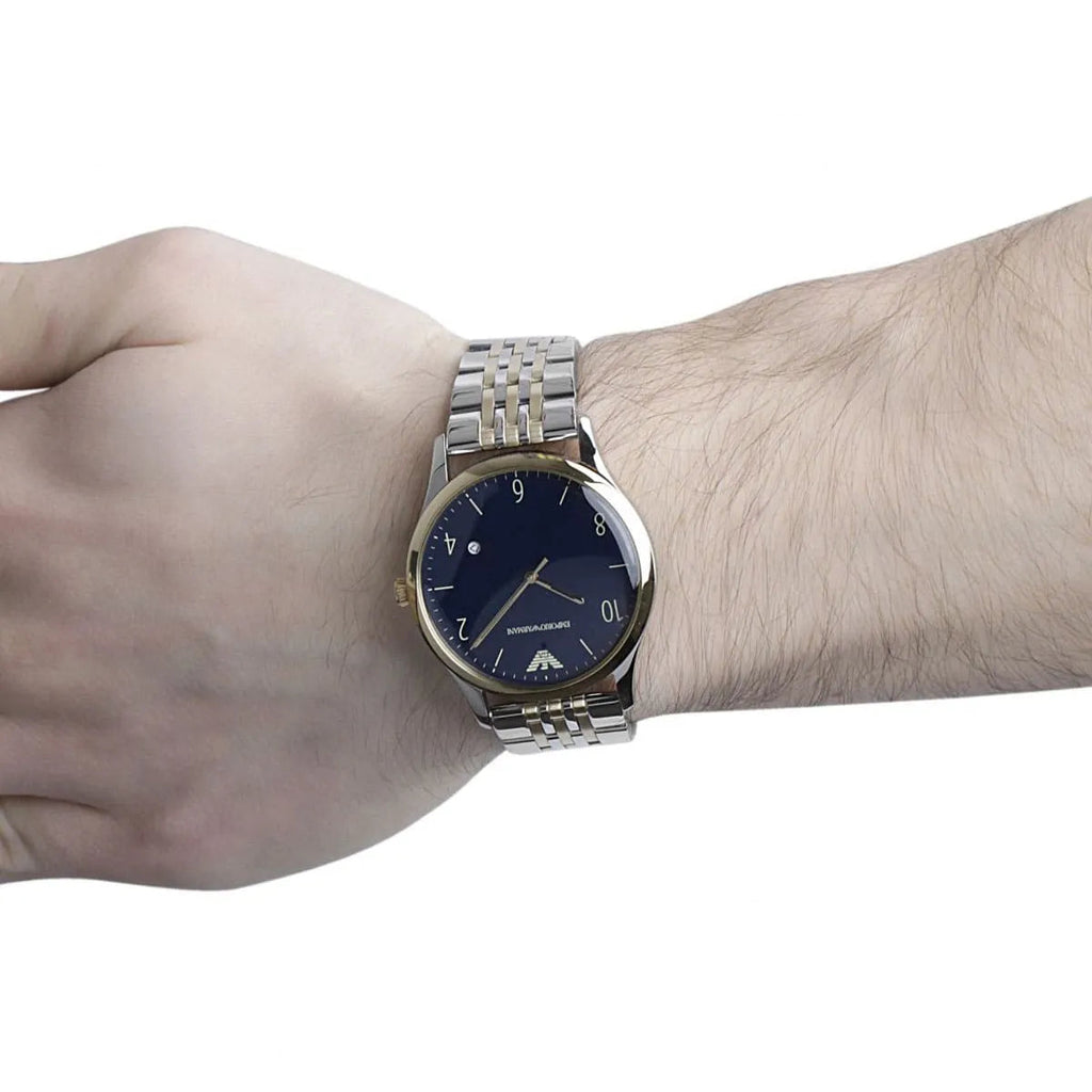 Emporio Armani Classic Quartz Blue Dial Two Tone Steel Strap Watch For Men - AR1868 Buy Now By Emporio Armani