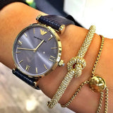 Emporio Armani Gianni T Bar Blue Dial Blue Leather Strap Watch For Women - AR1875 Buy Now By Emporio Armani