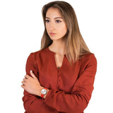 Emporio Armani Gianni T Bar Silver Dial Red Leather Strap Watch For Women - AR1876 Buy Now By Emporio Armani