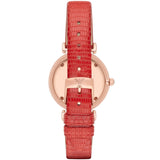Emporio Armani Gianni T Bar Silver Dial Red Leather Strap Watch For Women - AR1876 Buy Now By Emporio Armani