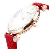 Emporio Armani Gianni T Bar Silver Dial Red Leather Strap Watch For Women - AR1876 Buy Now By Emporio Armani
