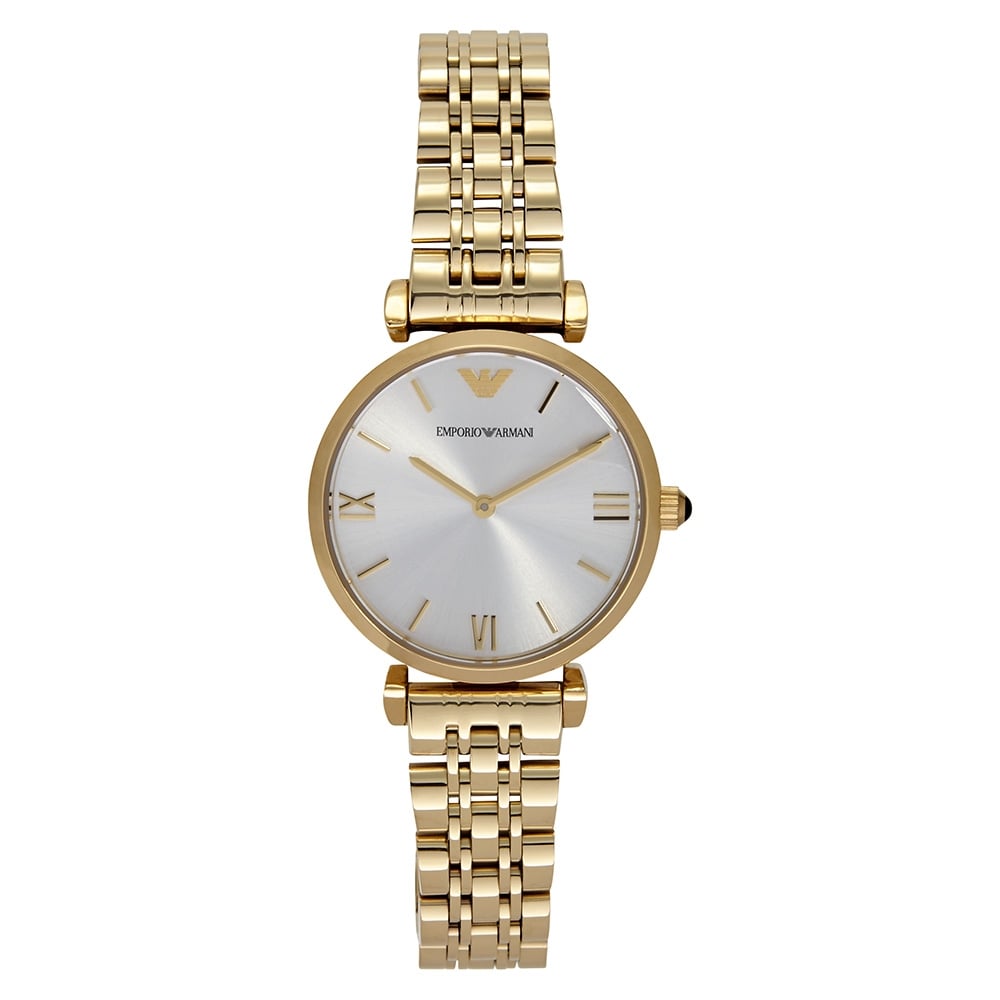 Emporio Armani Gianni T Bar Silver Dial Gold Stainless Steel Strap Watch For Women - AR1877 Buy Now By Emporio Armani