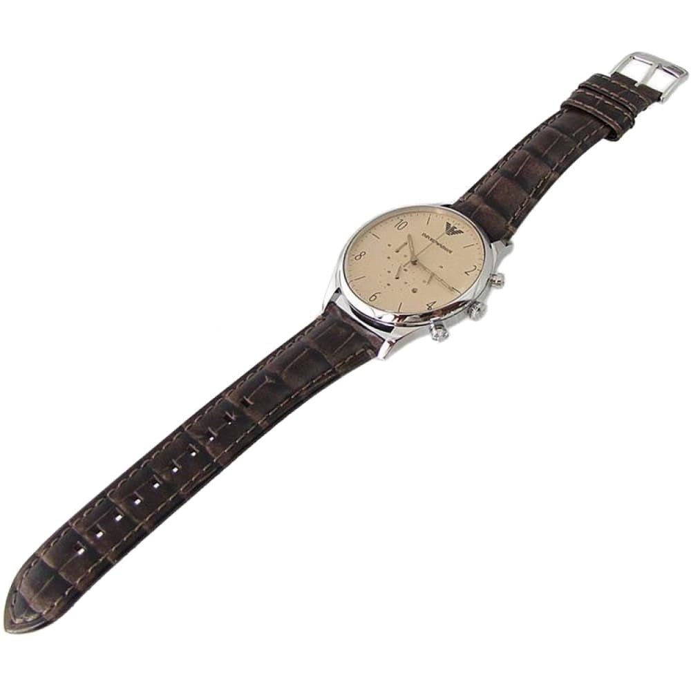 Emporio Armani Classic Chronograph Cream Dial Brown Leather Strap Watch For Men - AR1878 Buy Now By Emporio Armani