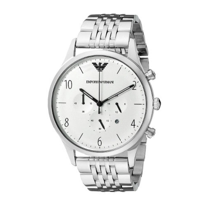 Emporio Armani Classic Chronograph Silver Dial Silver Steel Strap Watch For Men - AR1879 Buy Now By Emporio Armani