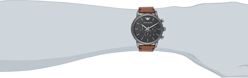 Emporio Armani Classic Chronograph Black Dial Brown Leather Strap Watch For Men - AR1919 Buy Now By Emporio Armani
