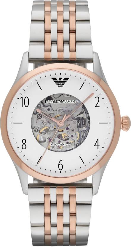 Emporio Armani Meccanico White Dial Two Tone Steel Strap Watch For Men - AR1921 Buy Now By Emporio Armani