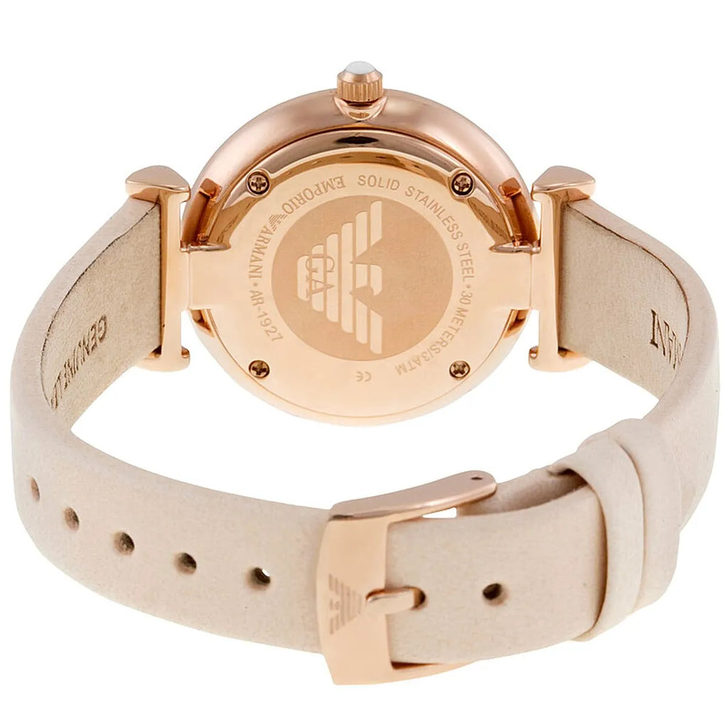 Emporio Armani Gianni T Bar Quartz White Dial Beige Leather Strap Watch For Women - AR1927 Buy Now By Emporio Armani