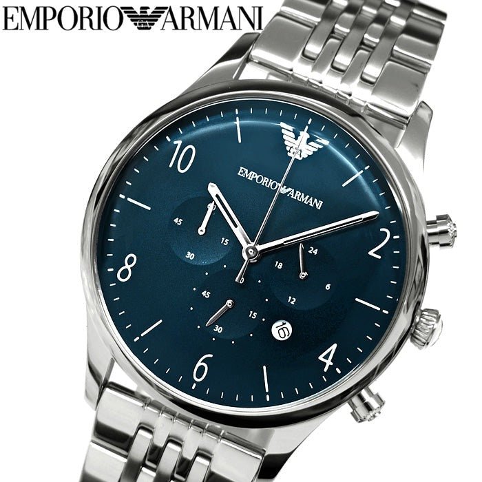 Emporio Armani Chronograph Blue Dial Silver Steel Strap Watch For Men - AR1942 Buy Now By Emporio Armani