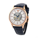 Emporio Armani Meccanico Automatic White Dial Blue Leather Strap Watch For Men - AR1947 Buy Now By Emporio Armani