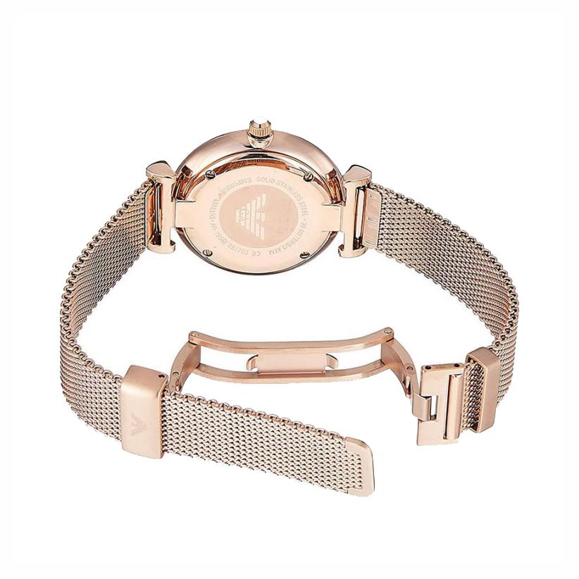 Emporio Armani Gianni T Bar Silver Dial Rose Gold Mesh Bracelet Watch For Women - AR1956 Buy Now By Emporio Armani