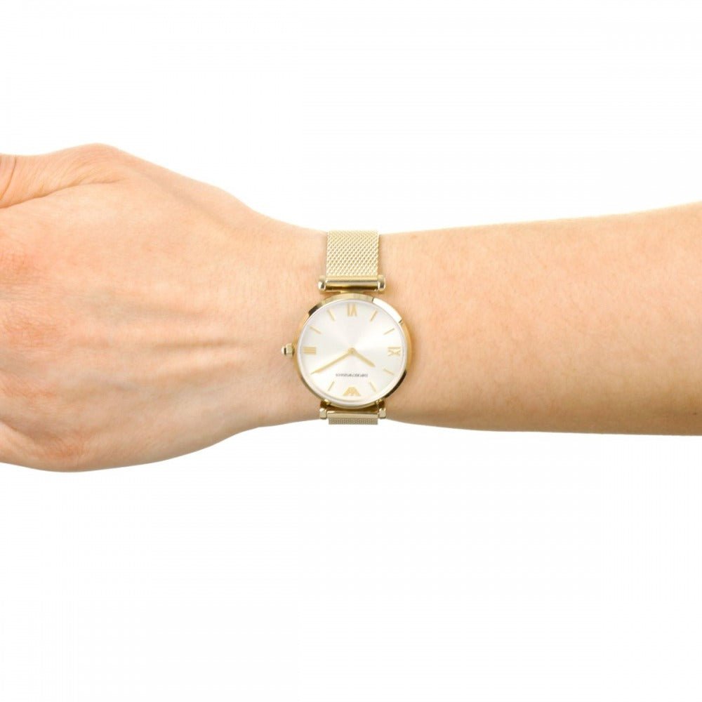 Emporio Armani Retro Gold Dial Gold Mesh Bracelet Watch For Women - AR1957 Buy Now By Emporio Armani