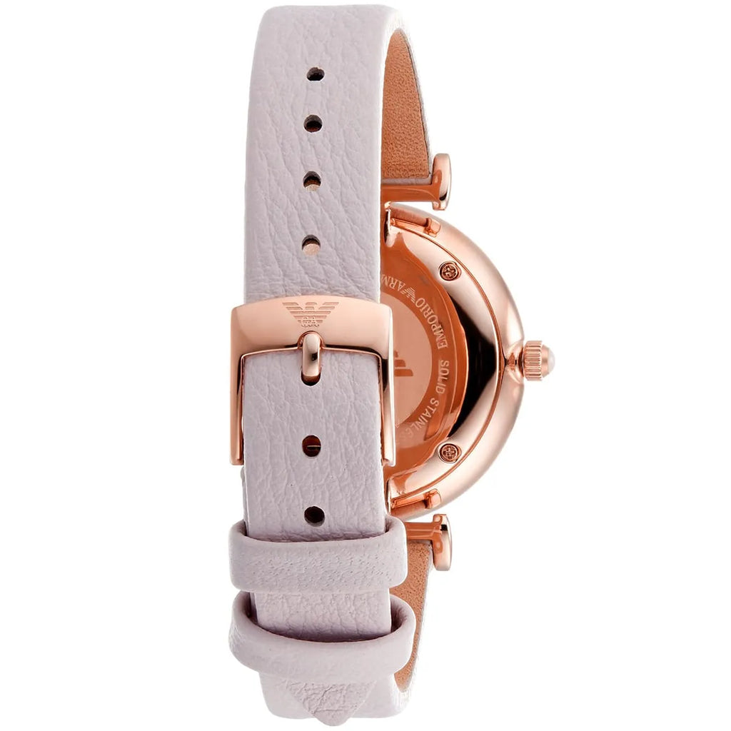 Emporio Armani Gianni T Bar Mother Of Pearl Pink Dial Pink Leather Strap Watch For Women - AR1958 Buy Now By Emporio Armani