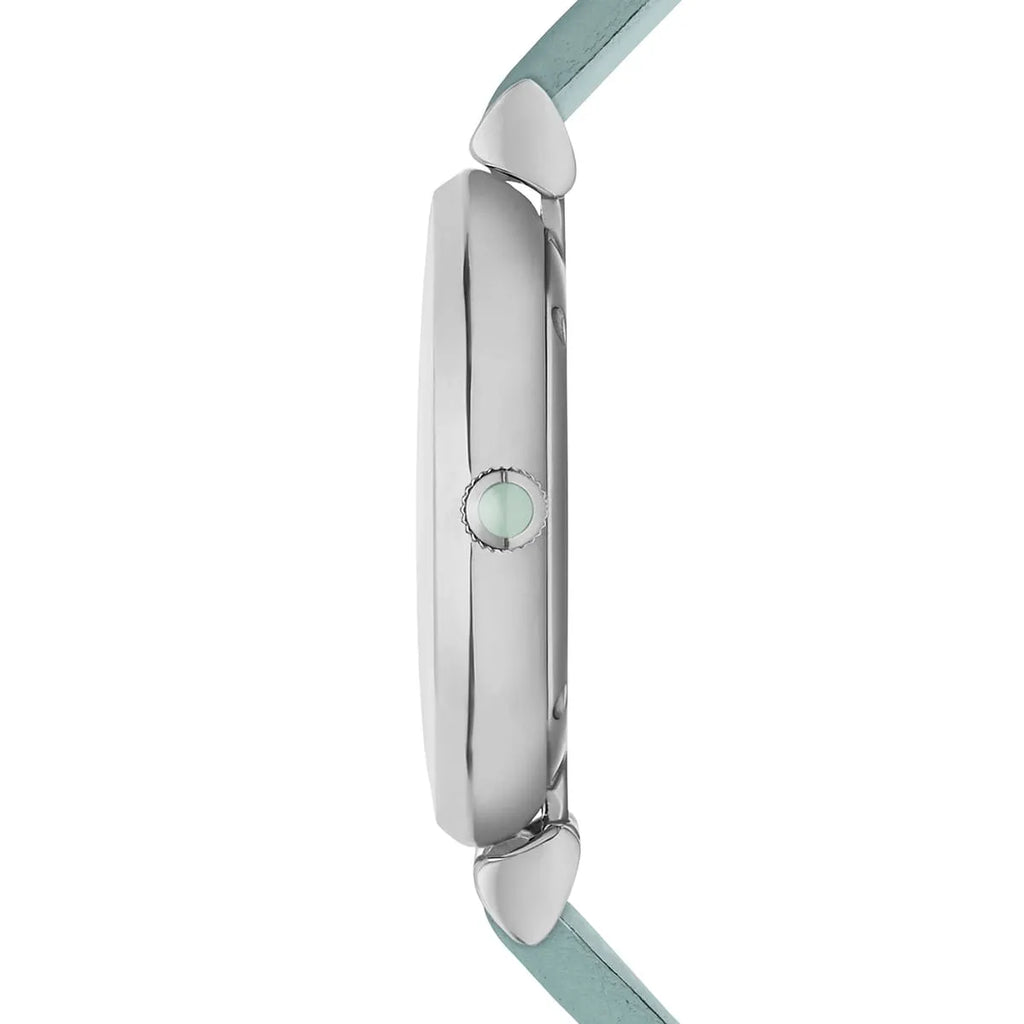 Emporio Armani Gianni T Bar Mother Of Pearl Blue Dial Blue Leather Strap Watch For Women - AR1959 Buy Now By Emporio Armani