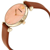 Emporio Armani Gianni T Bar Quartz Pink Mother of Pearl Dial Brown Leather Strap Watch For Women - AR1960 Buy Now By Emporio Armani