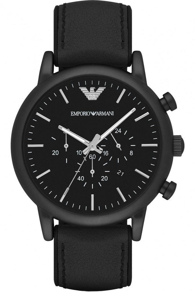 Emporio Armani Luigi Chronohraph Black Dial Black Leather Strap Watch For Men - AR1970 Buy Now By Emporio Armani